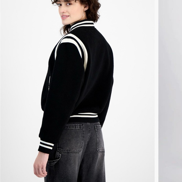 Women's Black Varsity Jacket - Picture 2 of 7